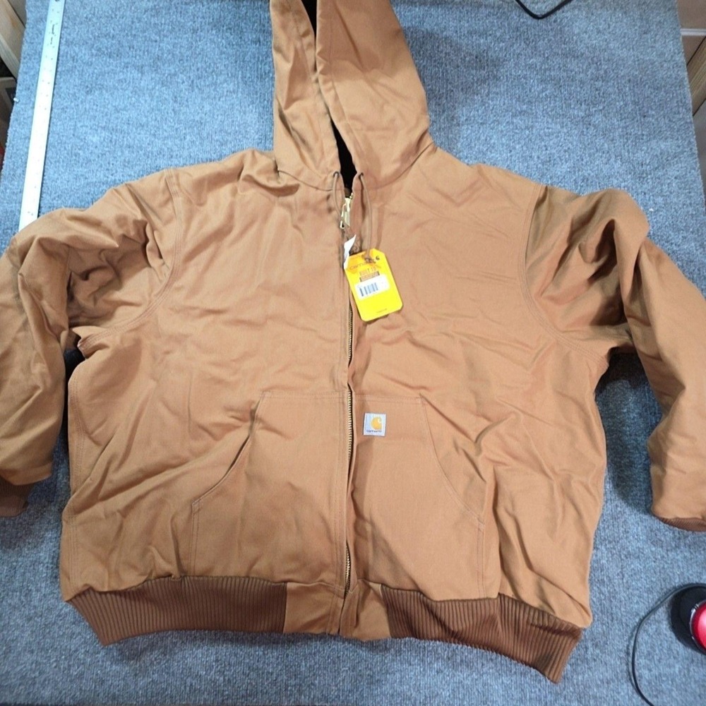 Carhartt Jacket Mens 3XL Brown Canvas Hooded Insulated Bomber OJ0140-M J140-BRN